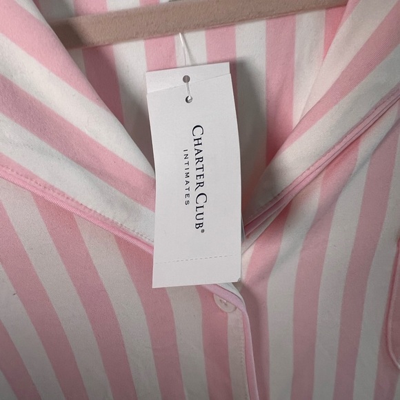 Charter Club NWT Pink and White Striped Pajama Shirt Nightgown Old Money XL - Picture 4 of 7